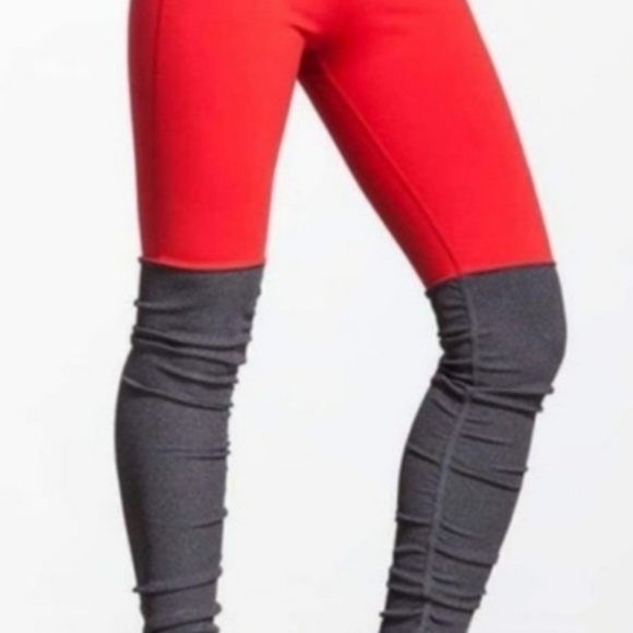 Alo Yoga Goddess Ribbed Leggings Mid/Low Rise Red Gray Women’s Small - Picture 11 of 11